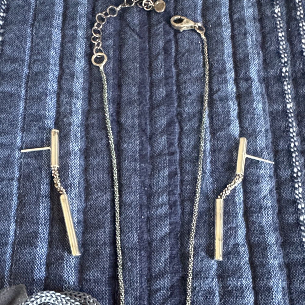 Silpada Silver Bar Drop Necklace & Earring Set - Picture 9 of 9